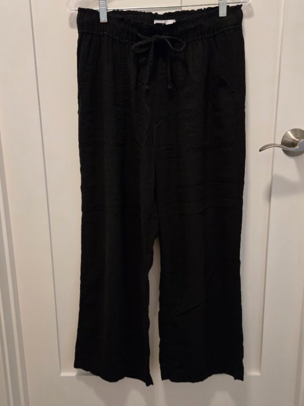 Sonoma Crop Linen Blend Pants, Black, Medium